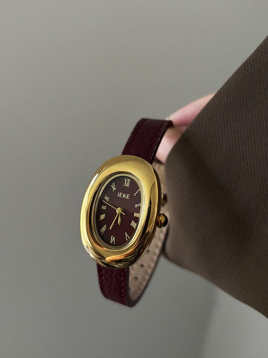 Montre IEKE style Baignoire - Bordeaux Grainé