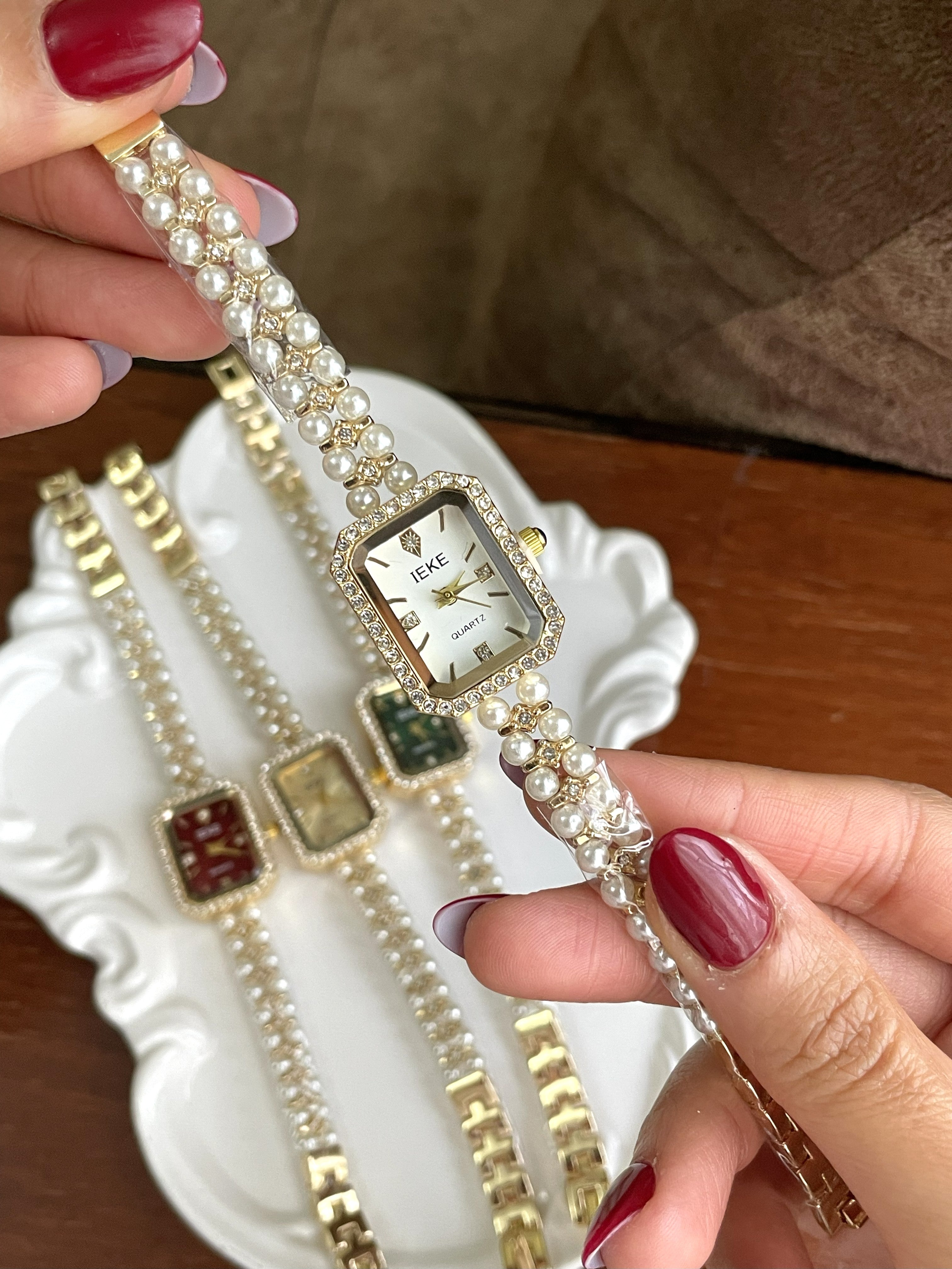 Montre Bijou PERLA IEKE™ – Élégance féminine & bracelet de perles (4 couleurs)