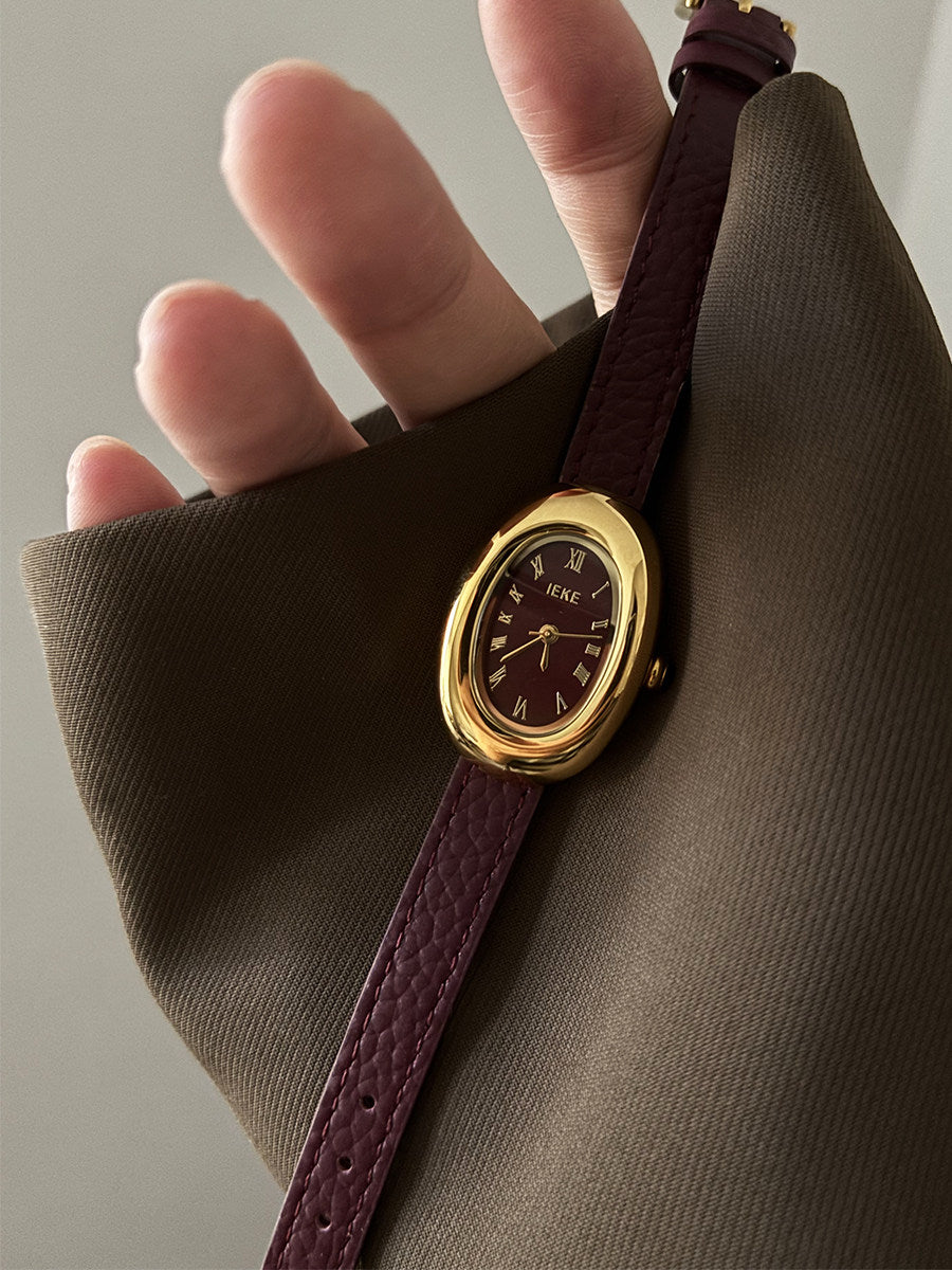 Montre IEKE style Baignoire - Bordeaux Grainé