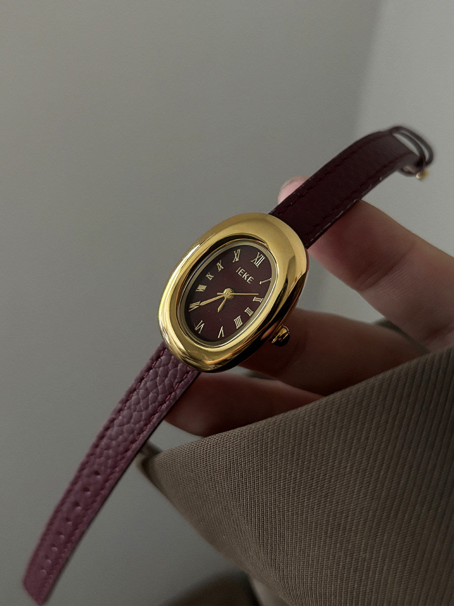 Montre IEKE style Baignoire - Bordeaux Grainé