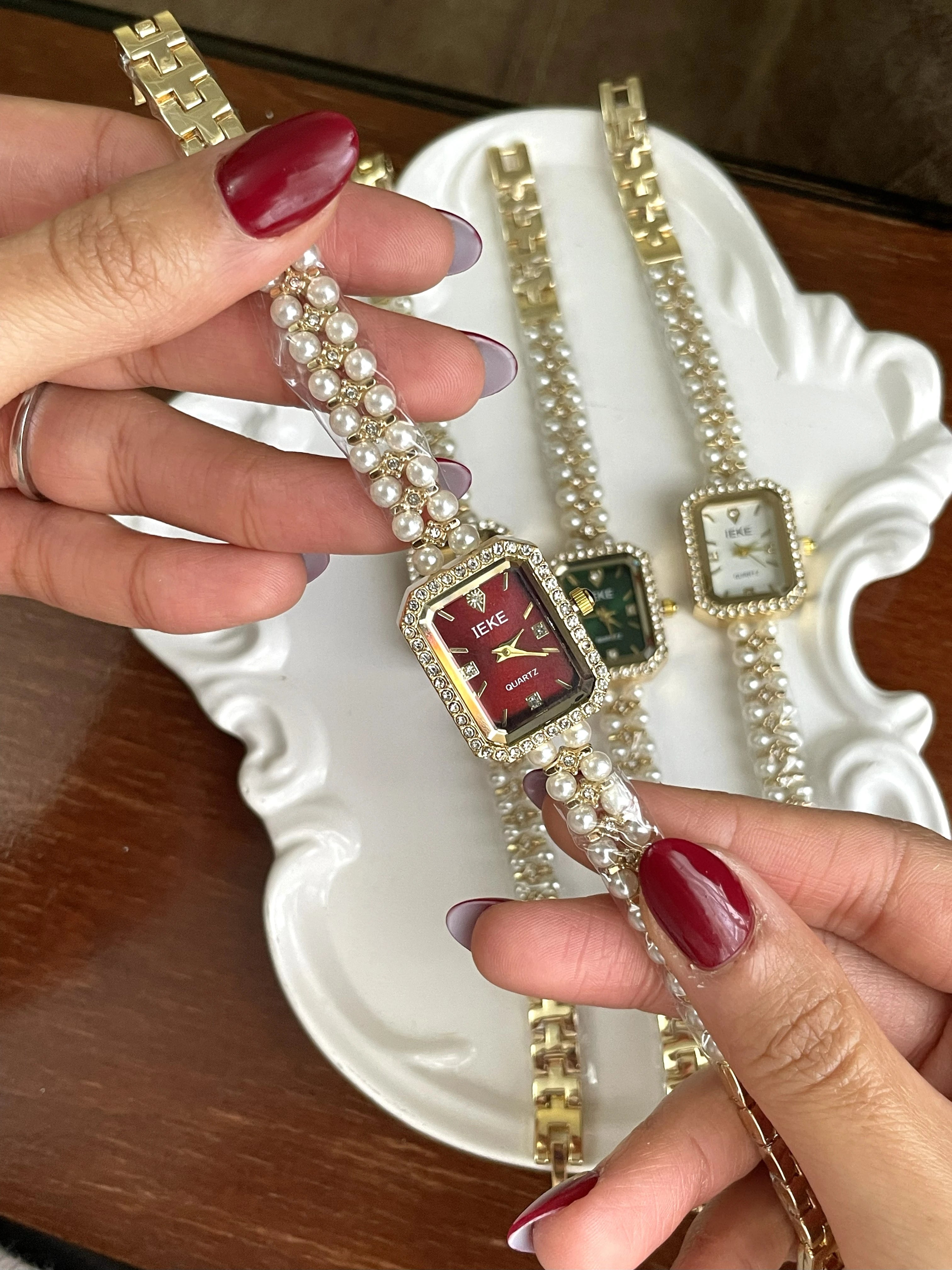 Montre Bijou PERLA IEKE™ – Élégance féminine & bracelet de perles (2 couleurs)