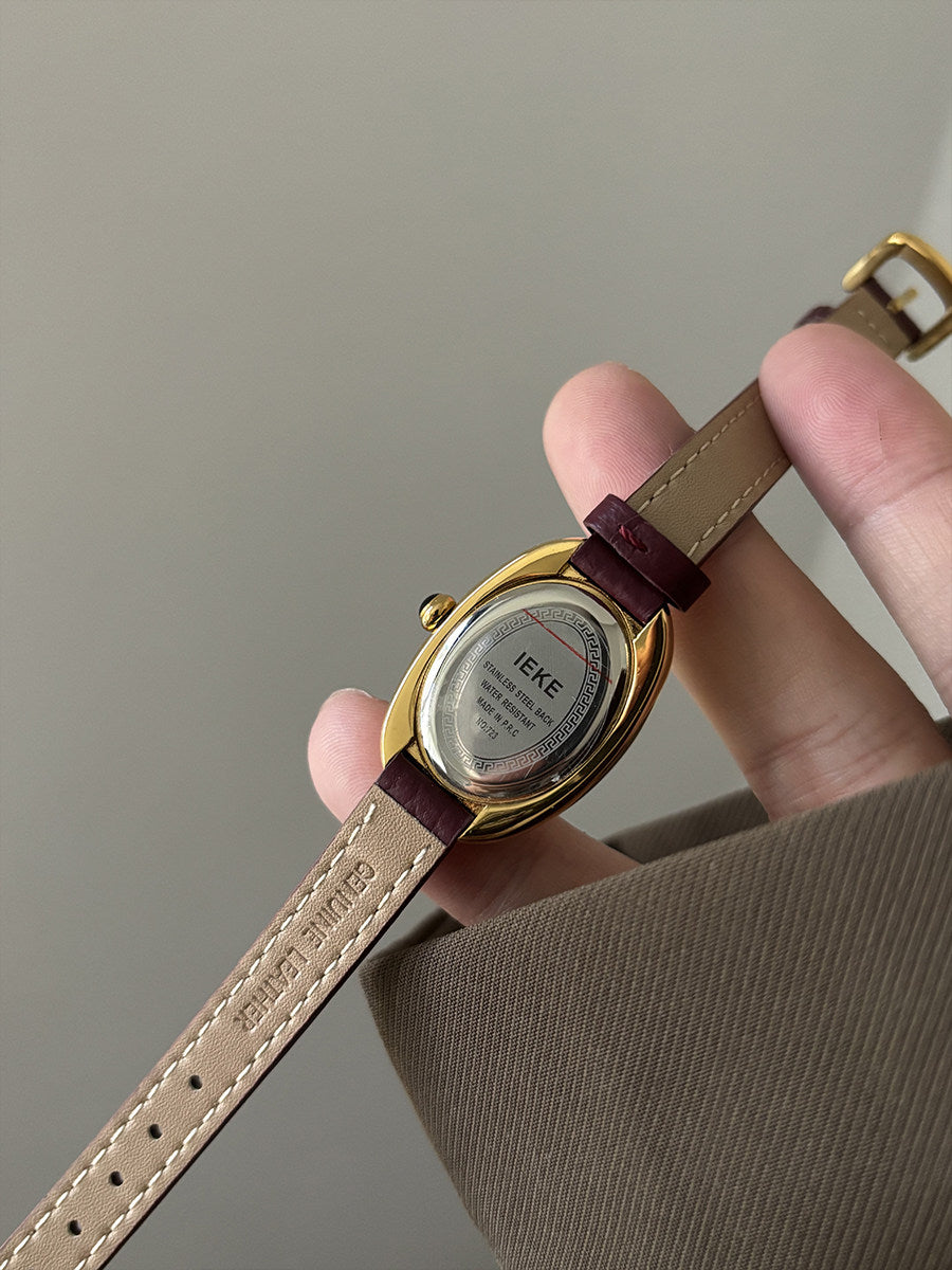Montre IEKE style Baignoire - Bordeaux Grainé
