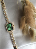 💚 Rachelle Perla Verte – Montre élégante à Perles et Strass
