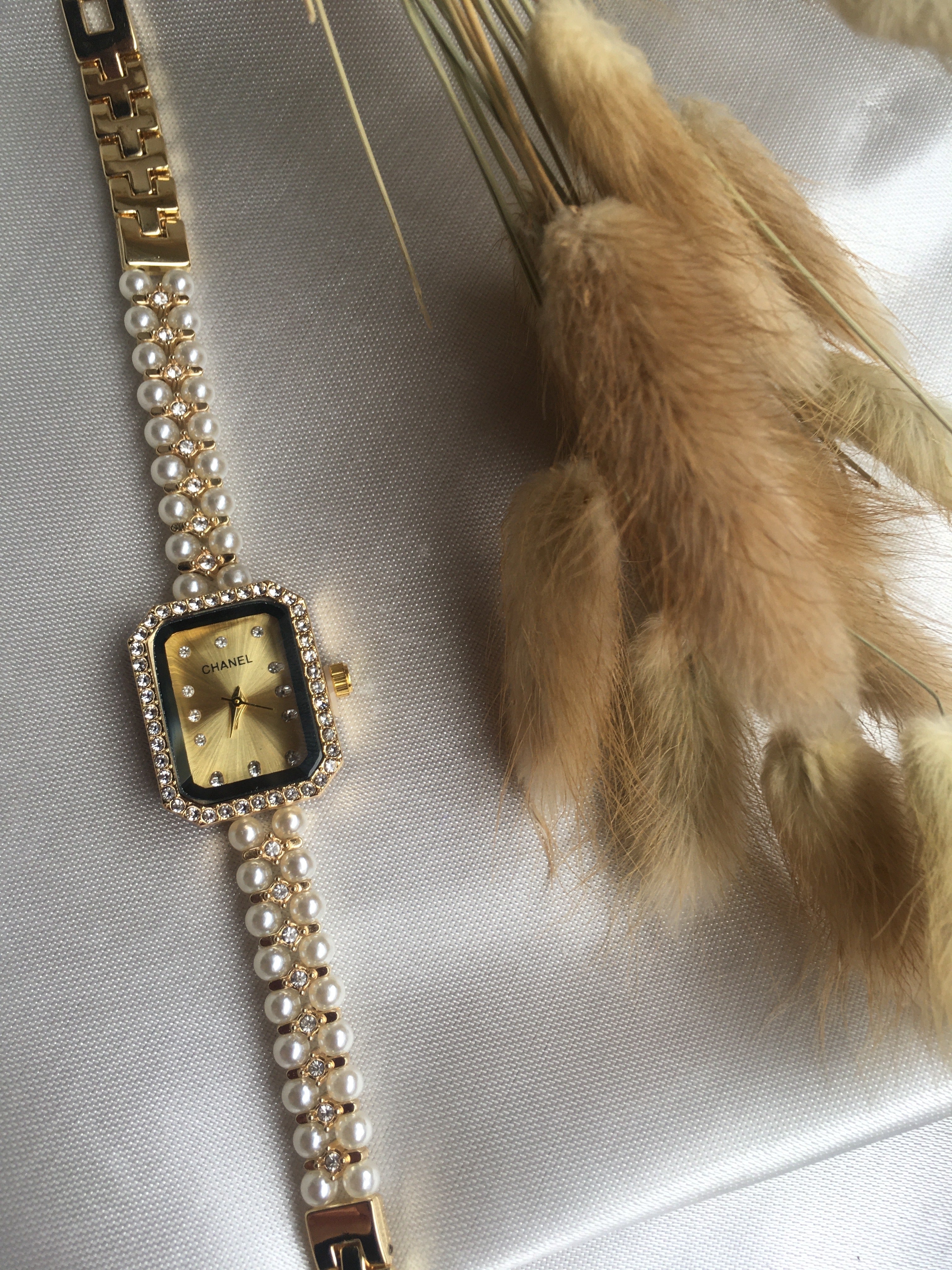 💛 Rachelle Perla Dorée – Montre élégante à Perles et Strass