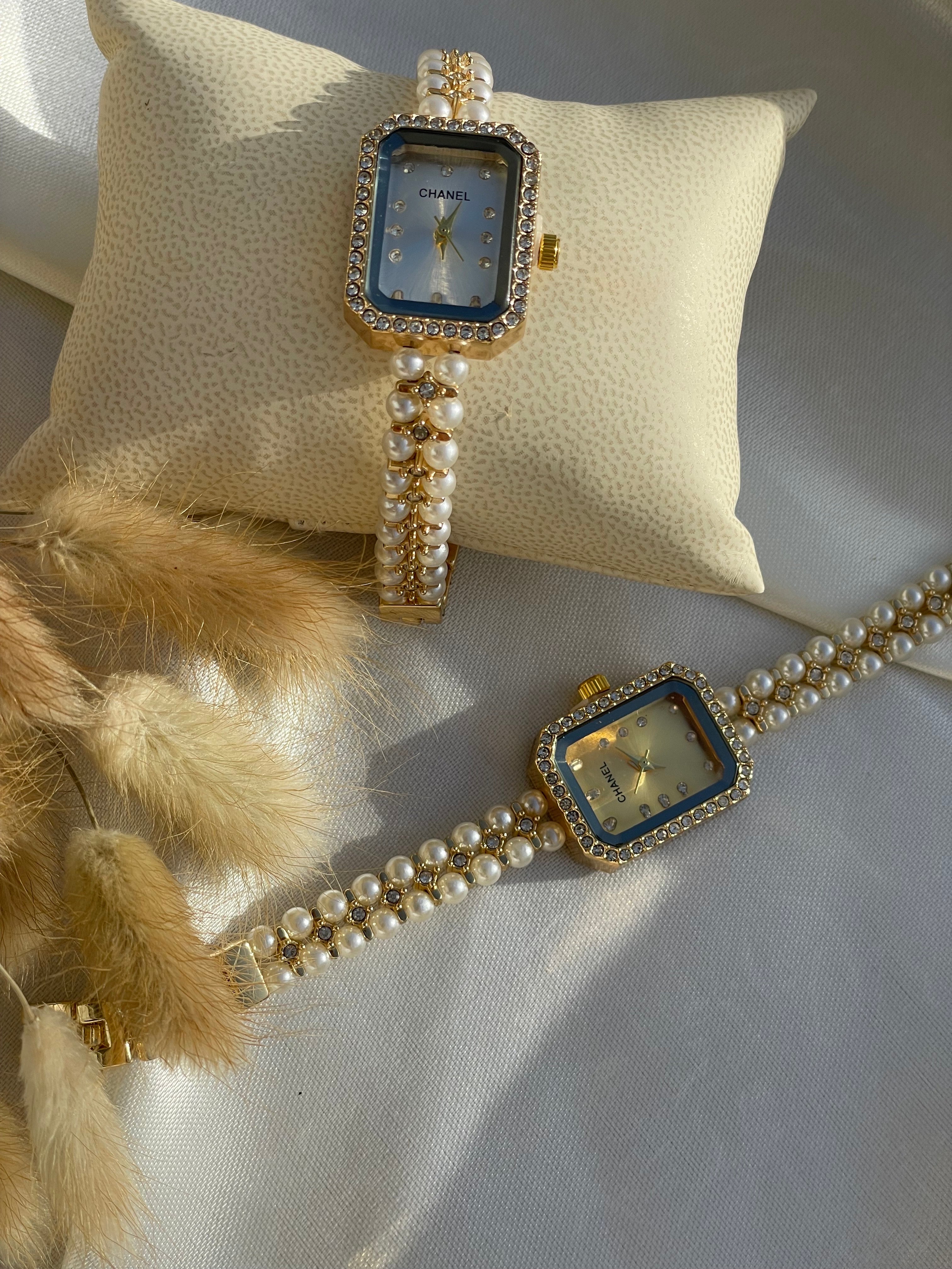 🤍 Rachelle Perla Blanche - Montre élégante à Perles et Strass