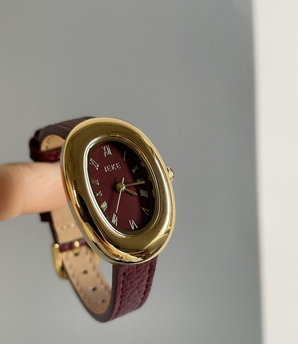 Montre IEKE style Baignoire - Bordeaux Grainé
