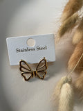 Papillonea – Boucles d’oreilles papillon dorées en acier inoxydable