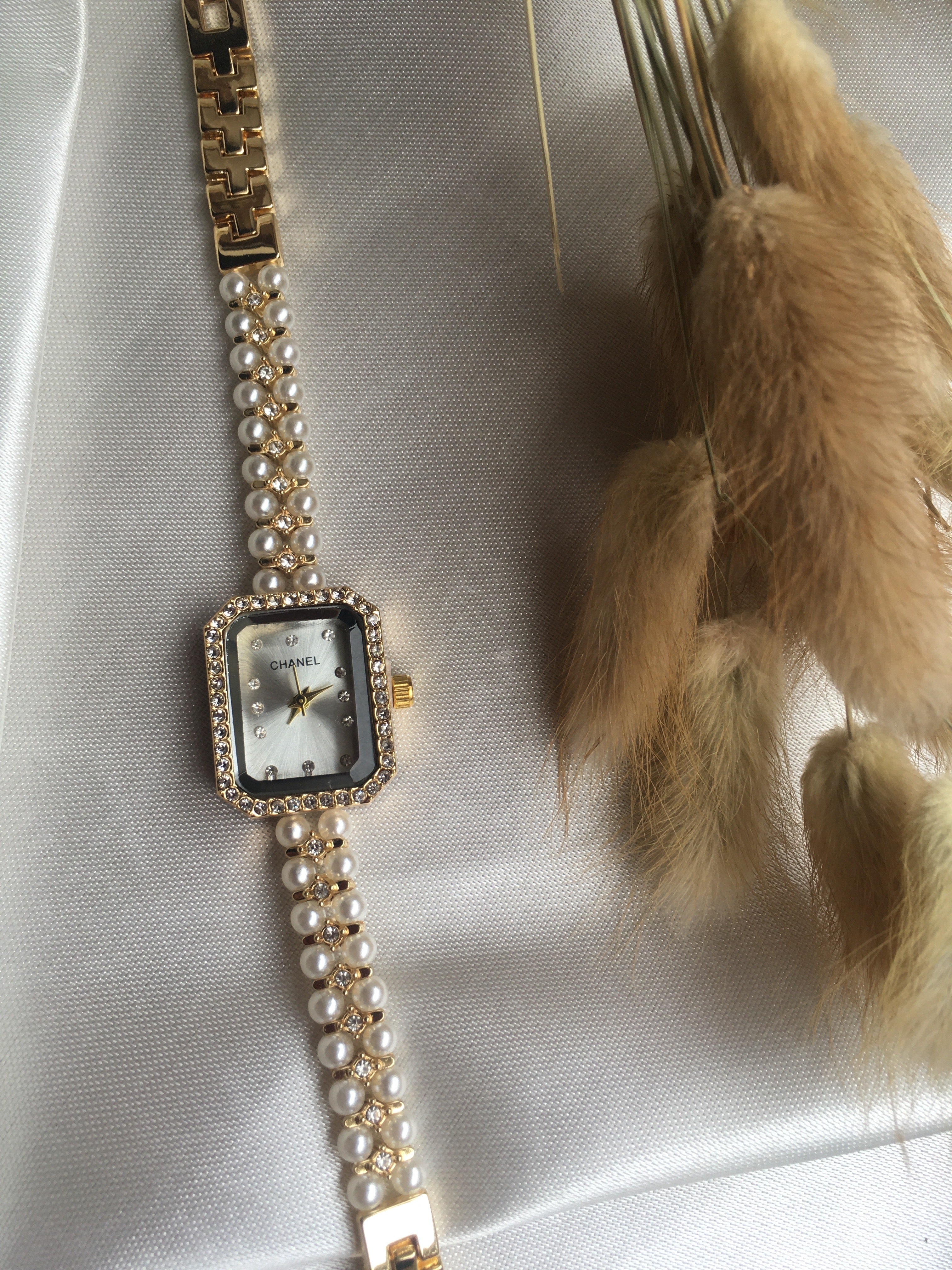🤍 Rachelle Perla Blanche - Montre élégante à Perles et Strass