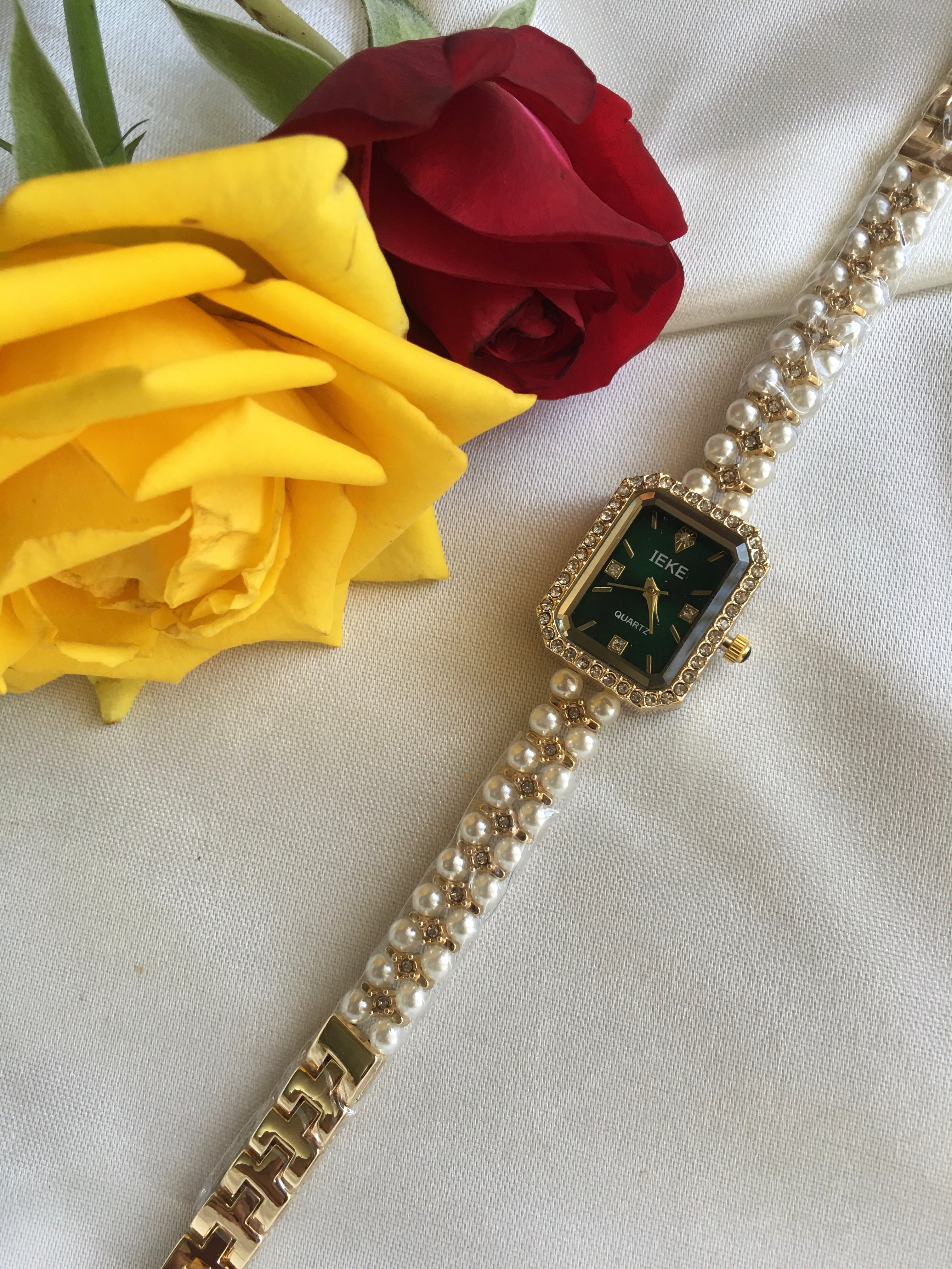 Montre Bijou PERLA IEKE™ – Élégance féminine & bracelet de perles (4 couleurs)